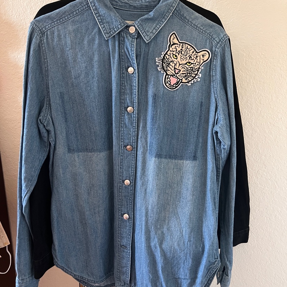 Mossimo Denim Shirt with Leopard Patch